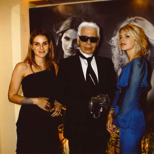Czarina exhibition in Paris 2009, Miss Gaia Repossi, Mr. Karl Lagerfeld, Miss Eugenie Niarchos