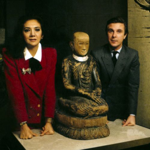 Mr and Mrs Alberto Repossi and advertising antique wood Burmese Bonz
